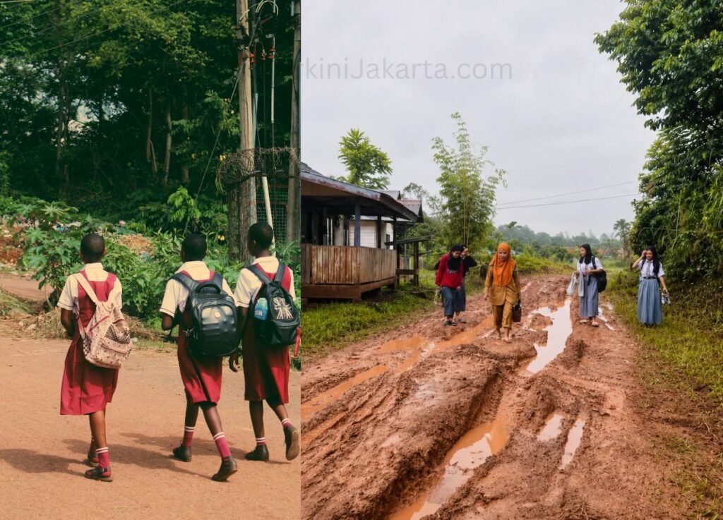 Pelajar di Krayan Selatan Terpaksa Jalan Kaki ke Sekolah akibat Jalan Rusak Parah - InfoTerkiniJakarta.com