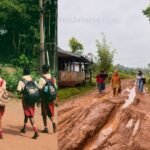 Pelajar di Krayan Selatan Terpaksa Jalan Kaki ke Sekolah akibat Jalan Rusak Parah