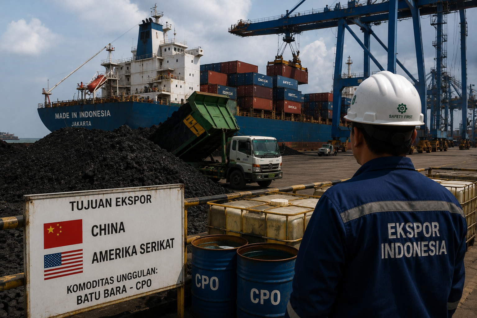 China dan Amerika Serikat Dominasi Tujuan Ekspor RI, Batu Bara hingga CPO Jadi Andalan