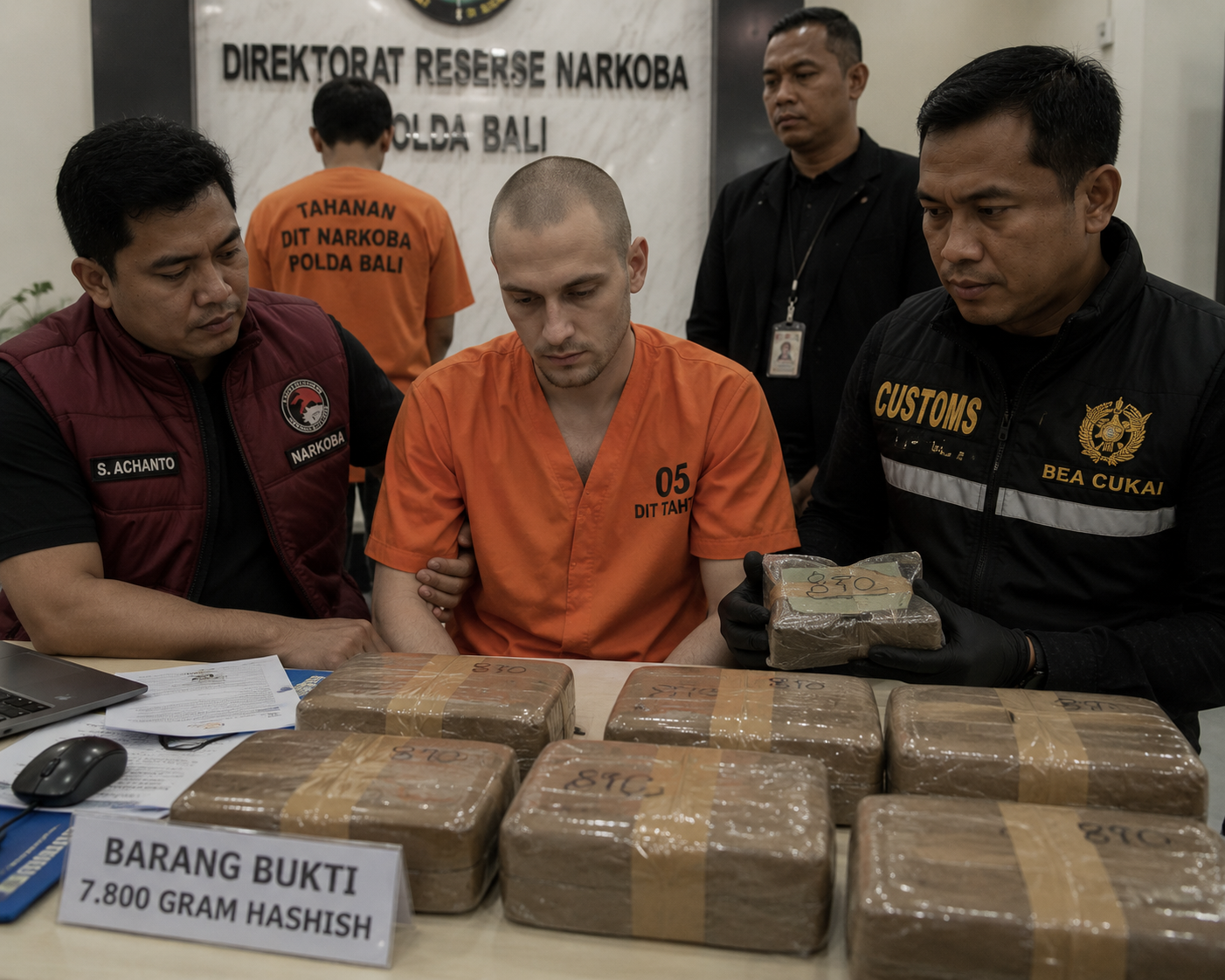 WN Rusia Ditangkap Bawa 7,8 Kilogram Hashish dari Thailand, Diduga untuk Pasar Bali