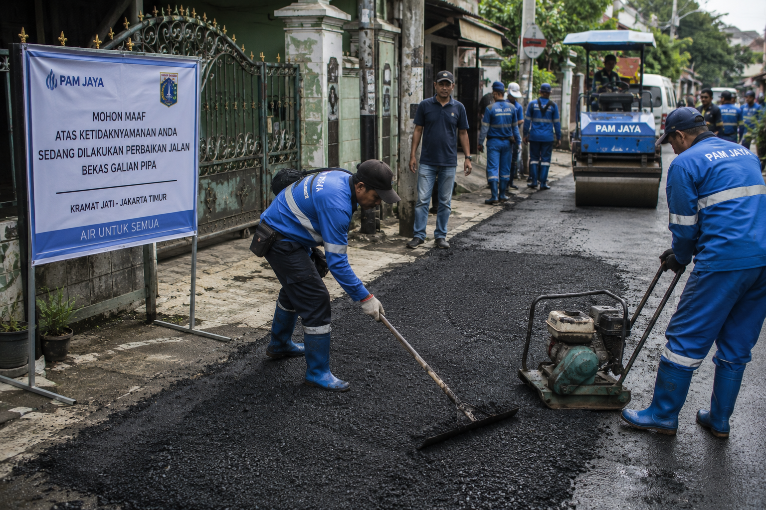 PAM Jaya Perbaiki Jalan Rusak Bekas Galian Pipa di Kramat Jati