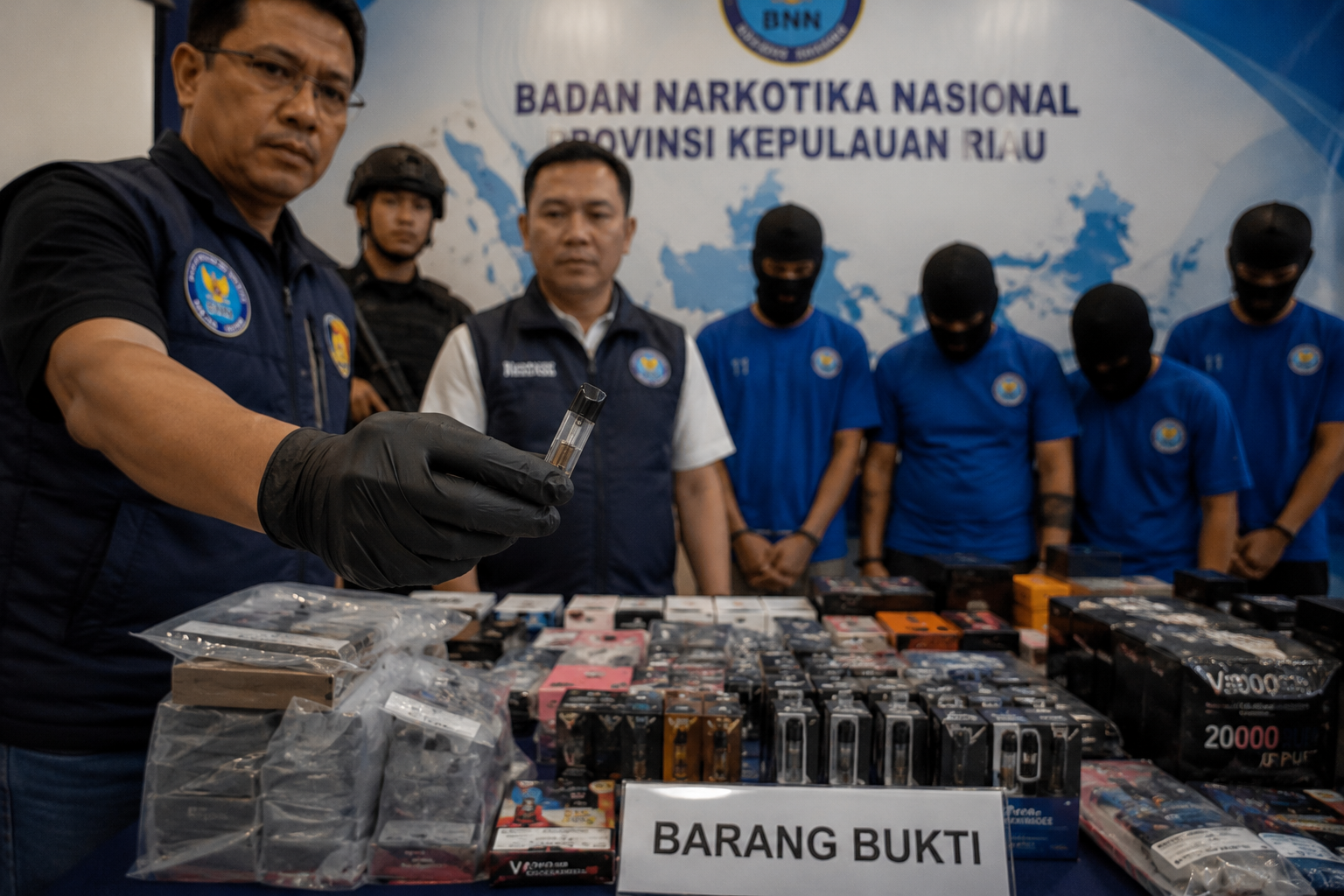 BNN Kepri Ungkap Jaringan Vape Narkoba di Batam, Ratusan Cartridge Disita