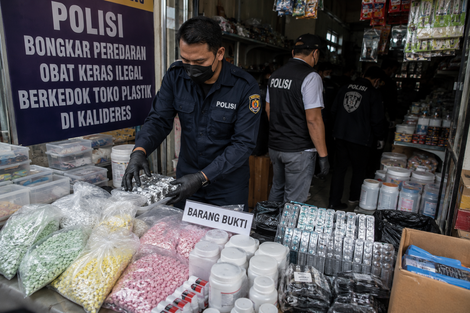 Polisi Bongkar Peredaran Obat Keras Ilegal Berkedok Toko Plastik di Kalideres