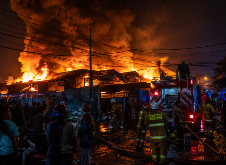 Kebakaran Hebat Landa Pabrik Karet di Tangerang, Api Berkobar Berjam-jam