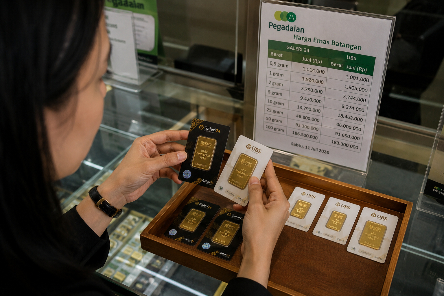 Harga Emas Pegadaian Hari Ini Naik Lagi, Galeri 24 dan UBS Menguat