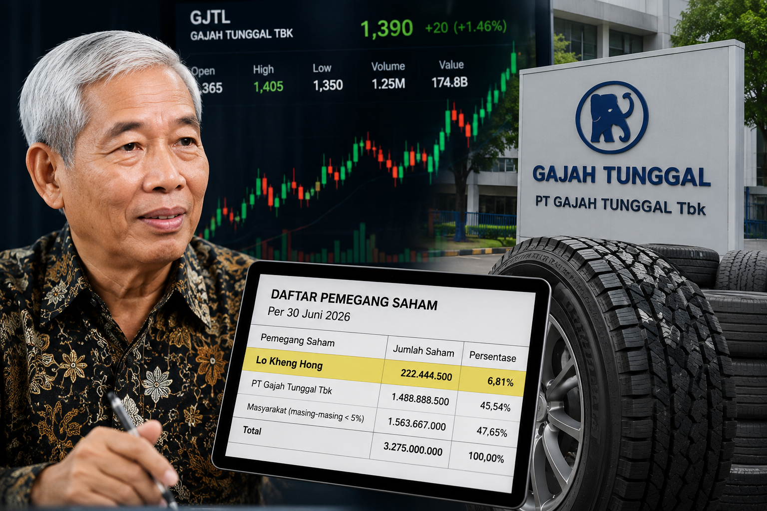 Lo Kheng Hong Tambah Kepemilikan GJTL, Porsi Saham Tembus 6,81 Persen